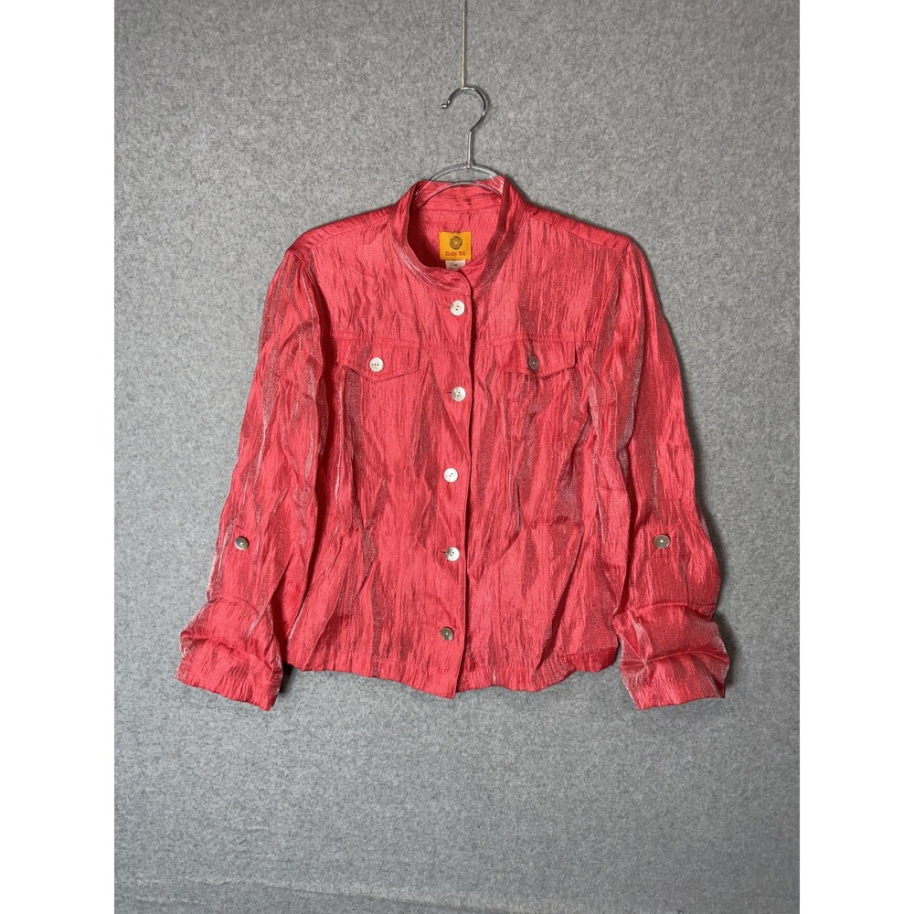 Ruby Rd Jacket Womens 10‎ Long Sleeve Button Shimmer Nylon Blend Lightweight